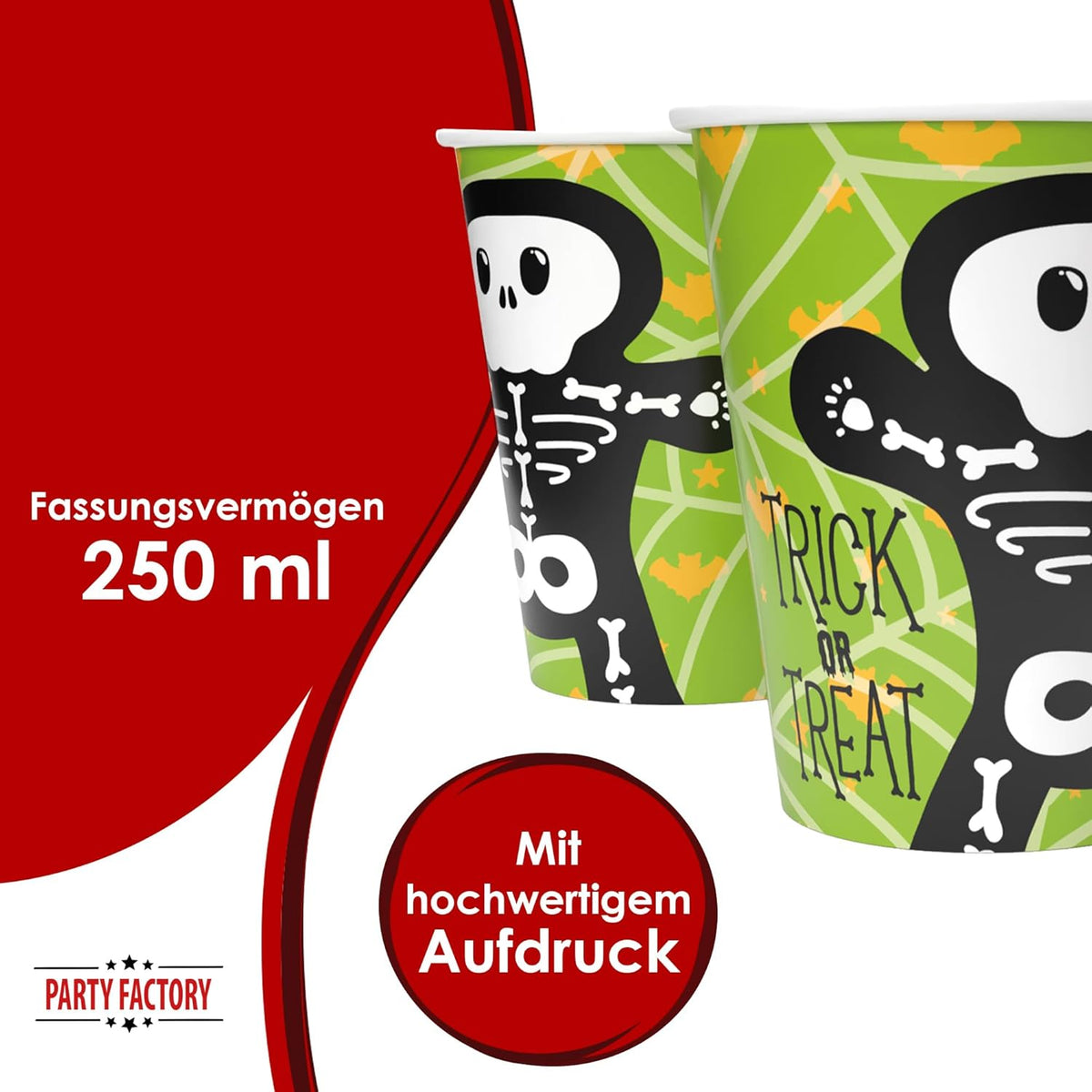 Becher Halloween Skelett Motiv 2 8er-Pack 250  ml 4