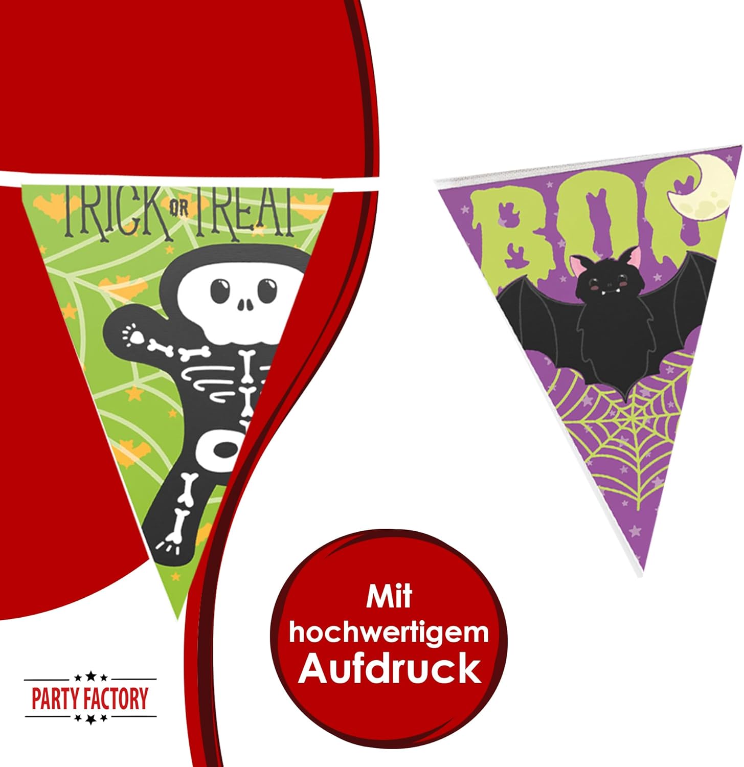 Halloween pennant banner skeleton 4-5 m – spooky decoration for every Halloween party 4