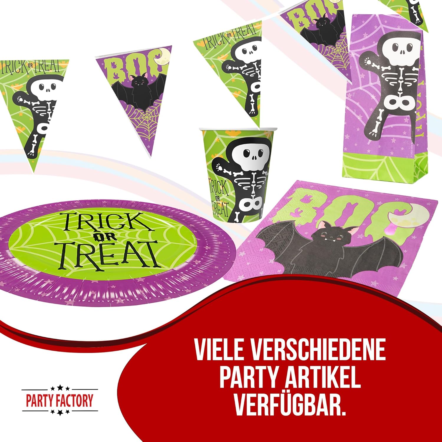 Halloween pennant banner skeleton 4-5 m – spooky decoration for every Halloween party 5