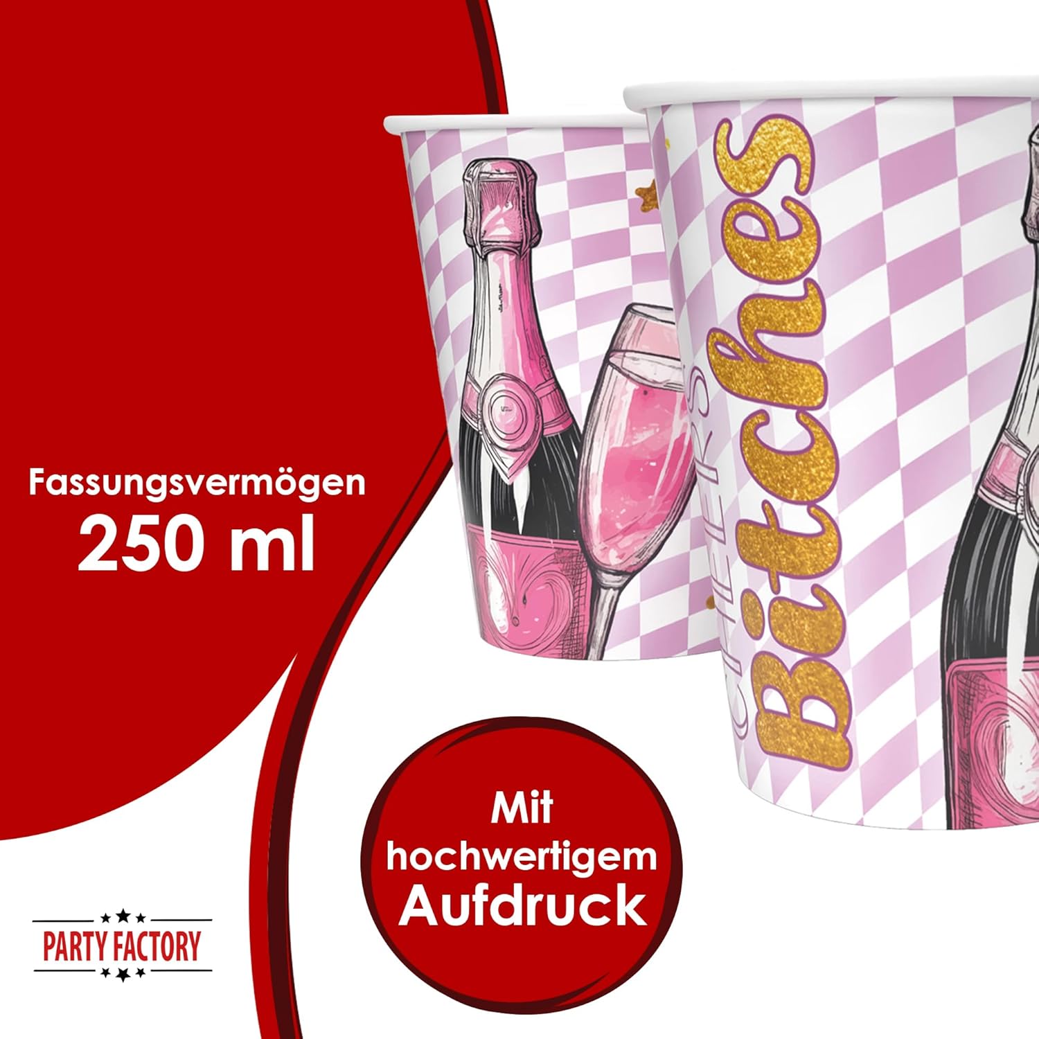Bachelorette Becher Bling Bling 8er-Pack 250 ml stylische Deko für JGA 4