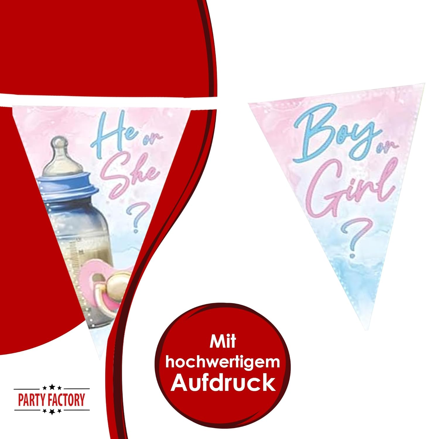Gender Reveal Bunting Pink 4-5 m – Cute Decoration for Baby Shower &amp; Reveal 4