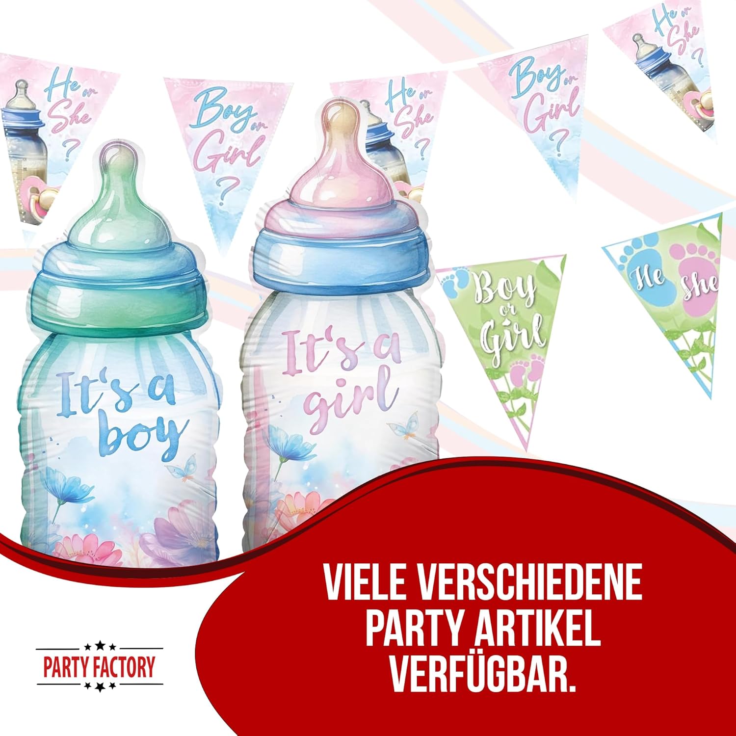 Gender Reveal Bunting Pink 4-5 m – Cute Decoration for Baby Shower &amp; Reveal 5