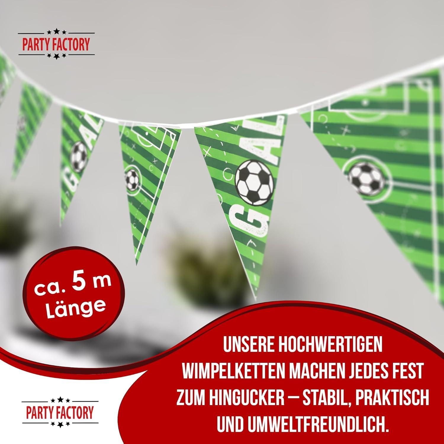 Fußball Wimpelkette Goal 4-5 m grün 10