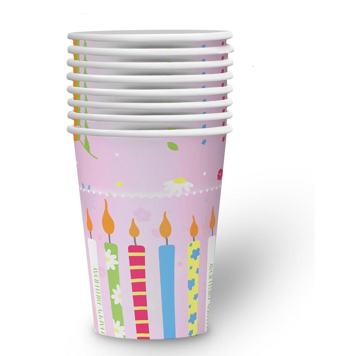 Becher Happy Birthday Becher rosa 8er-Pack 250  ml 8