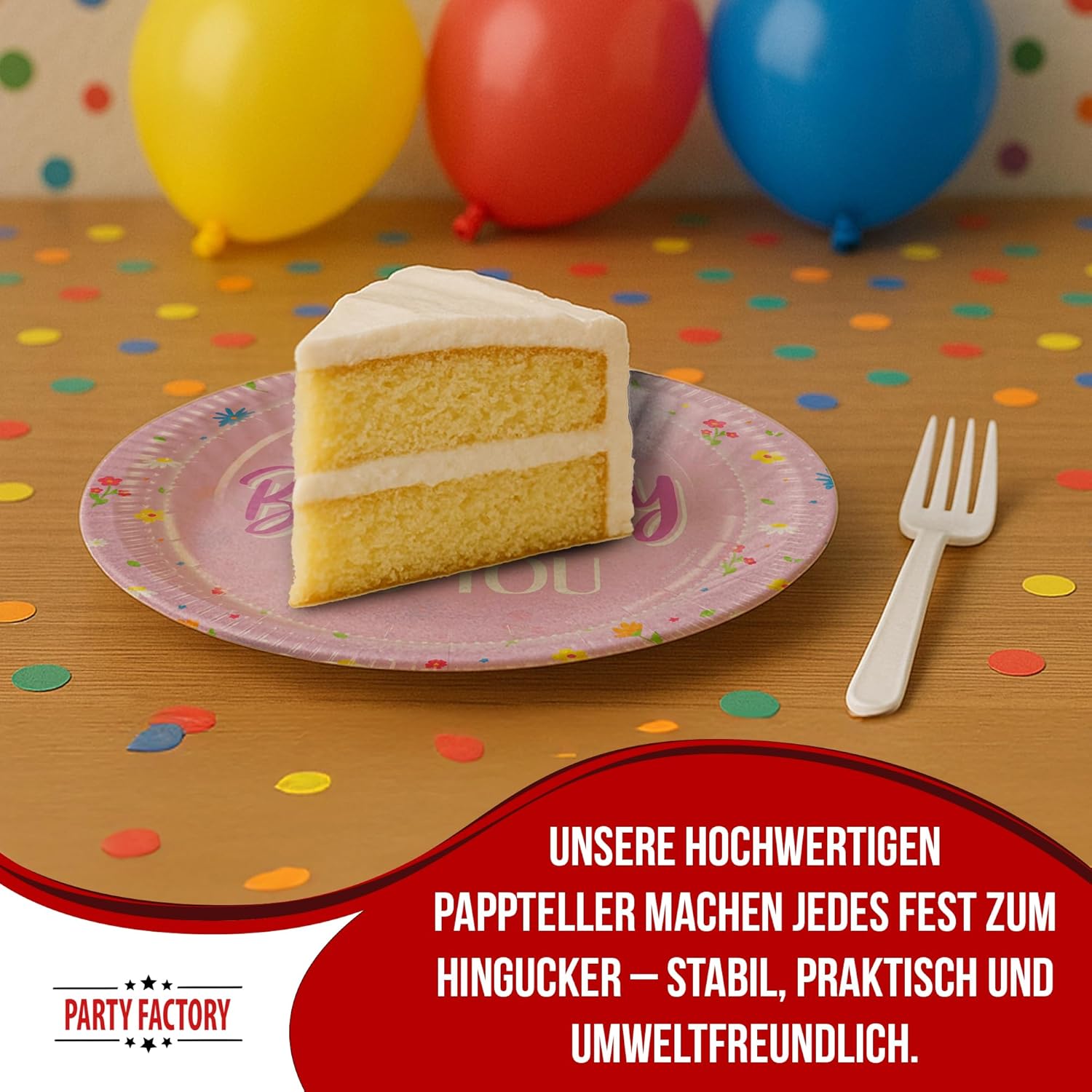 Happy Birthday Rosa Teller 8er-Pack Ø 23 cm zarte Deko für den Geburtstag 3