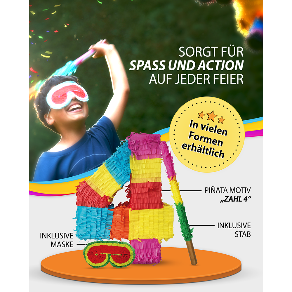 Pinata 4 sticks and mask birthday decoration 4