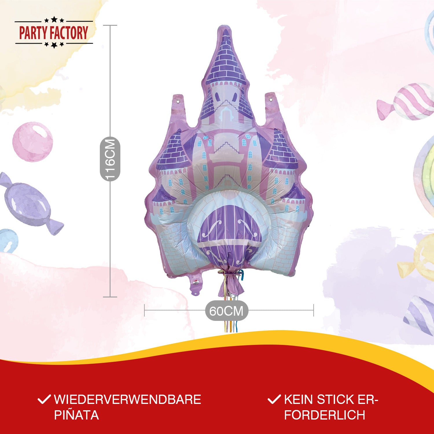 Zieh-Pinata Schloss aufblasbar Luft Folie 60×116 cm 11