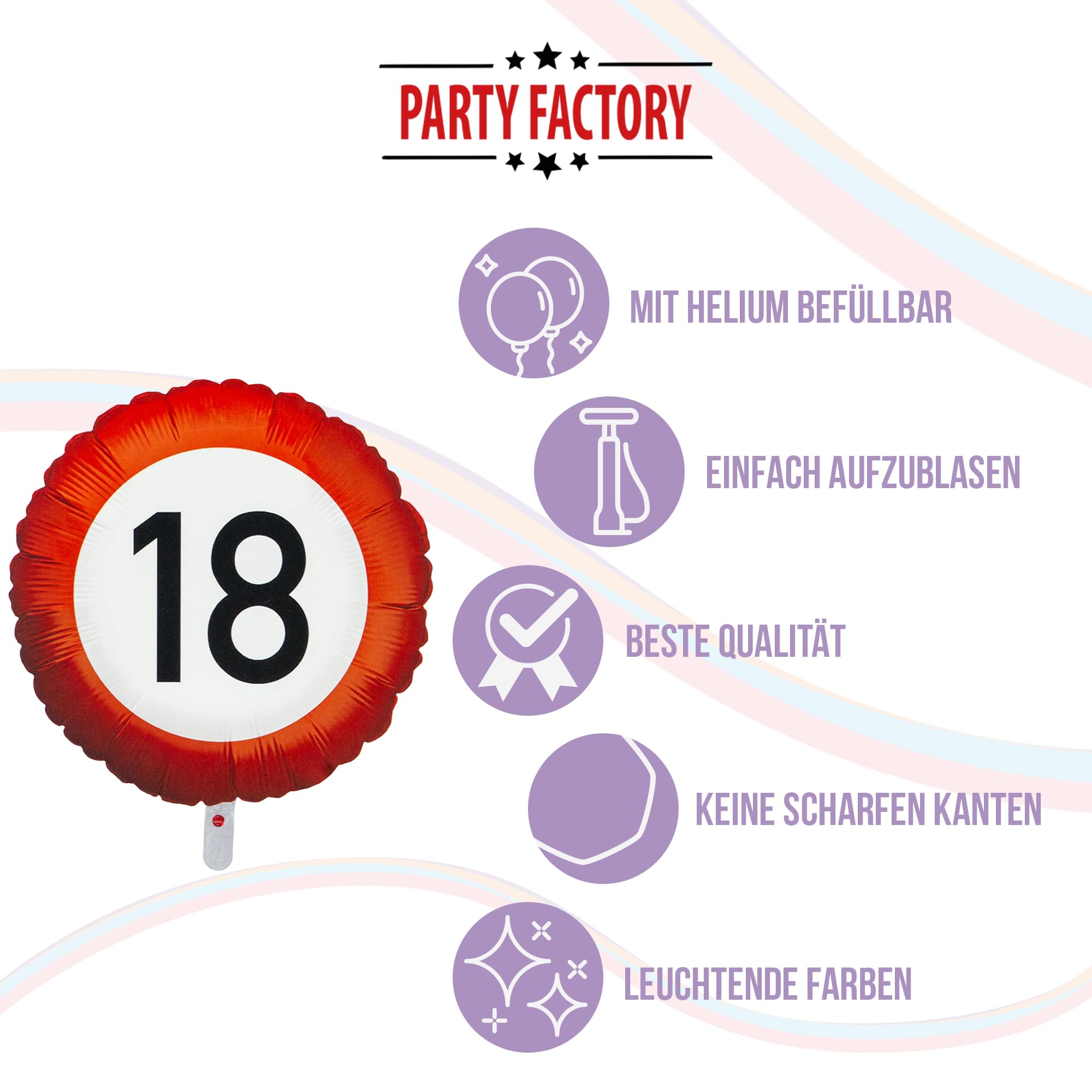 Folienballon Happy Birthday 18 Rund 45cm 5
