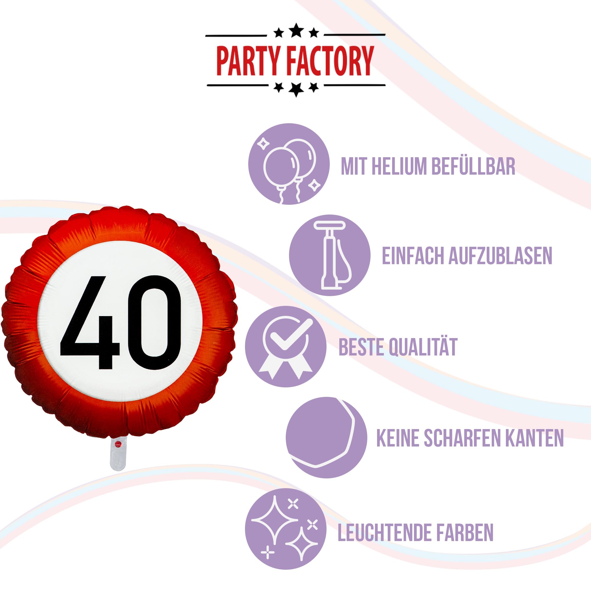 Folienballon Happy Birthday 40 Rund 45cm 5