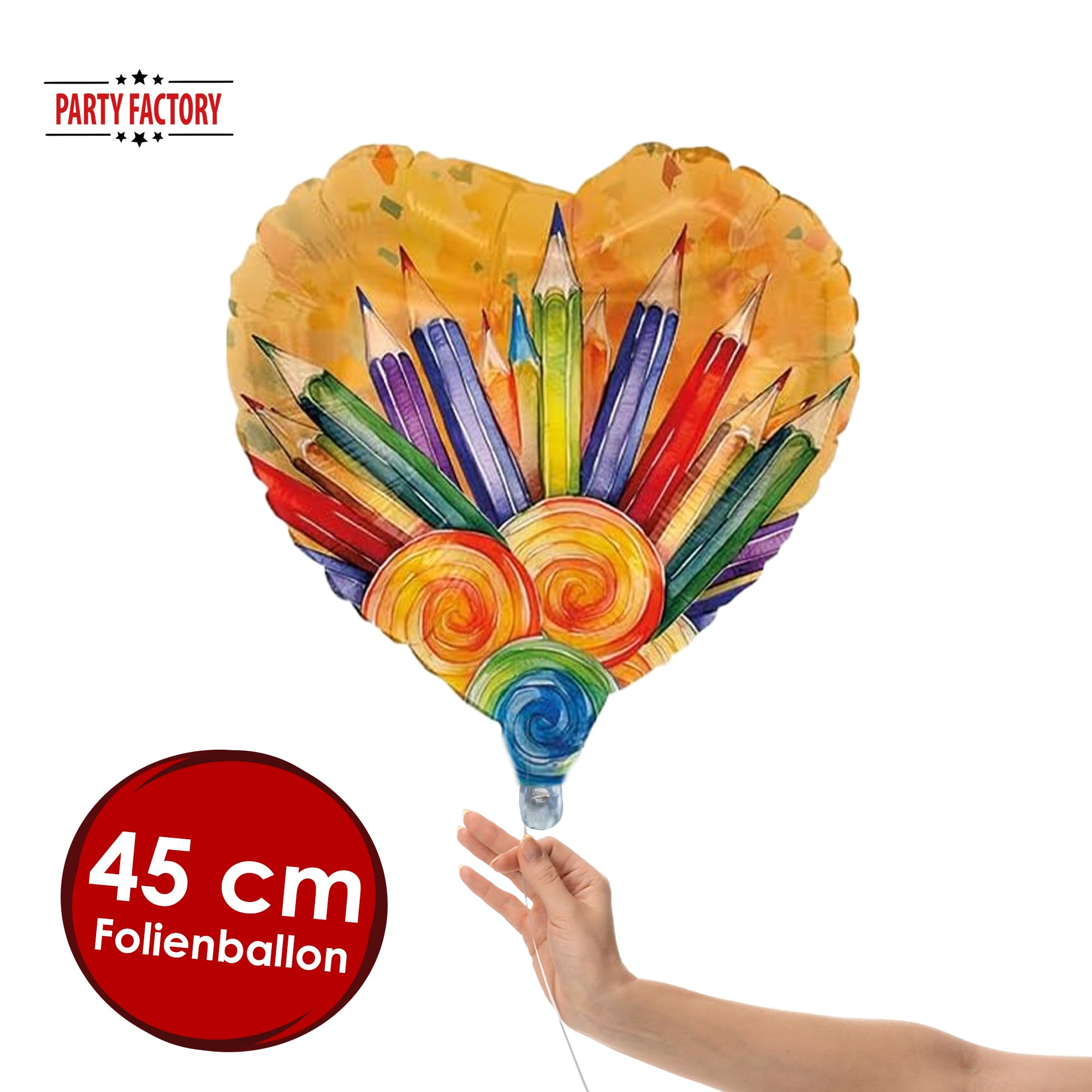Foil balloon Back to school neutral heart orange 45cm Motif 2 2