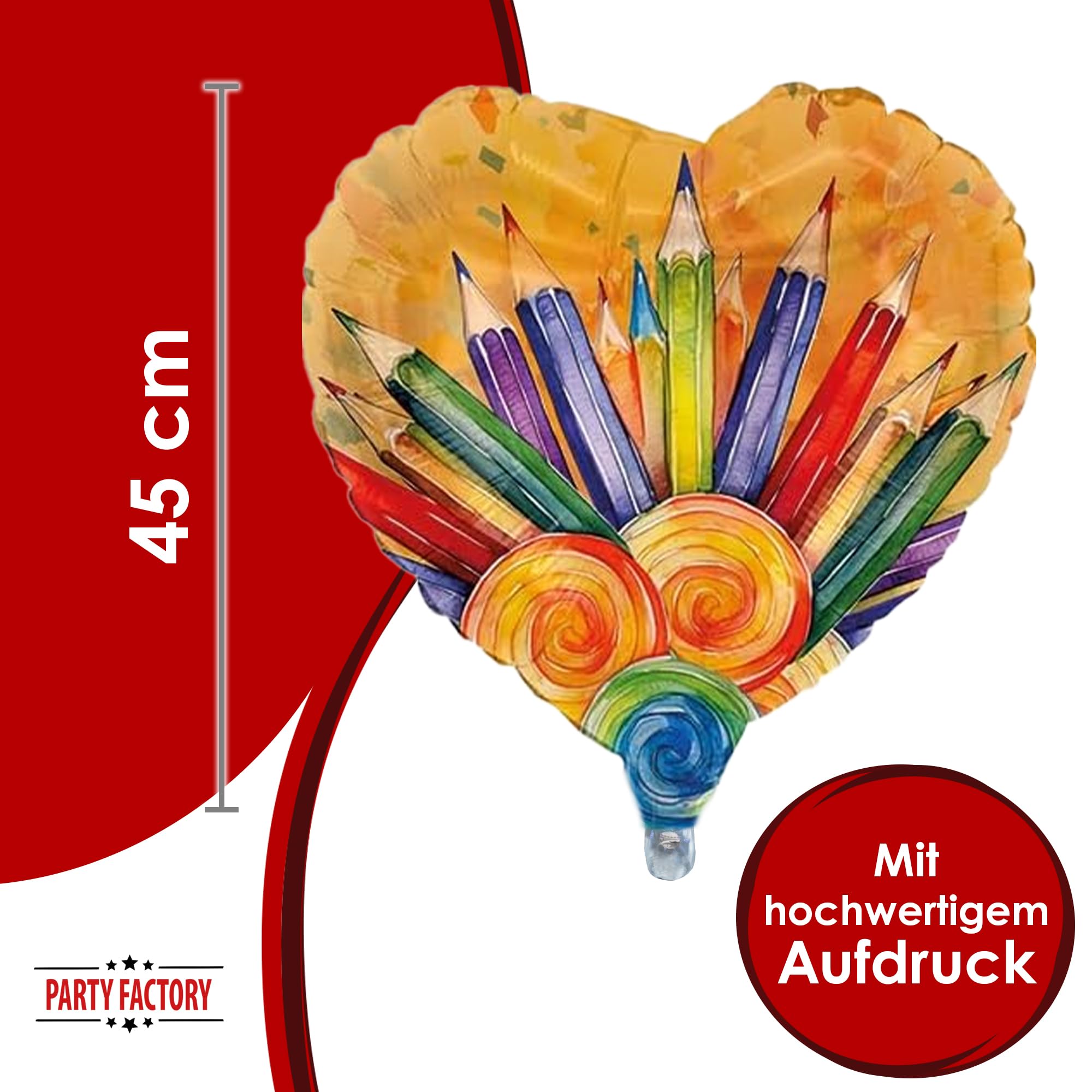 Foil balloon Back to school neutral heart orange 45cm Motif 2 4