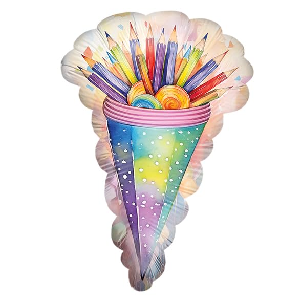 Foil balloon Back to school school cone colorful neutral 45cm motif 4