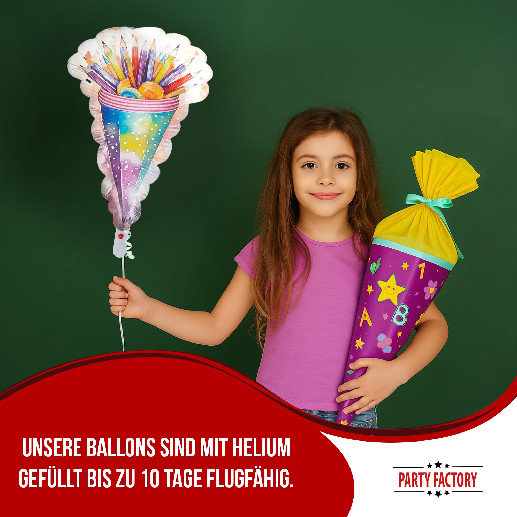 Foil balloon Back to school school cone colorful neutral 45cm motif 4 3