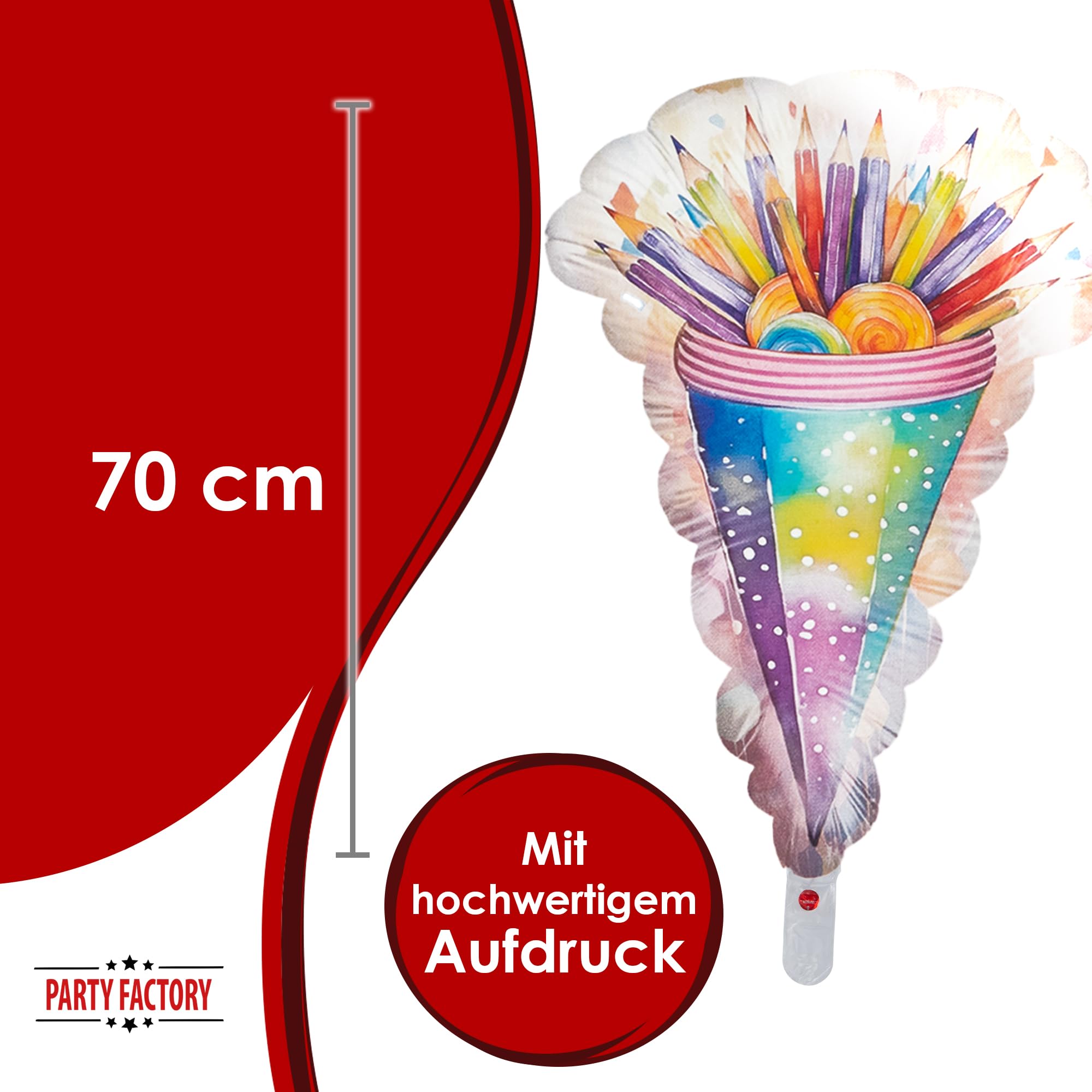 Foil balloon Back to school school cone colorful neutral 45cm motif 4 4