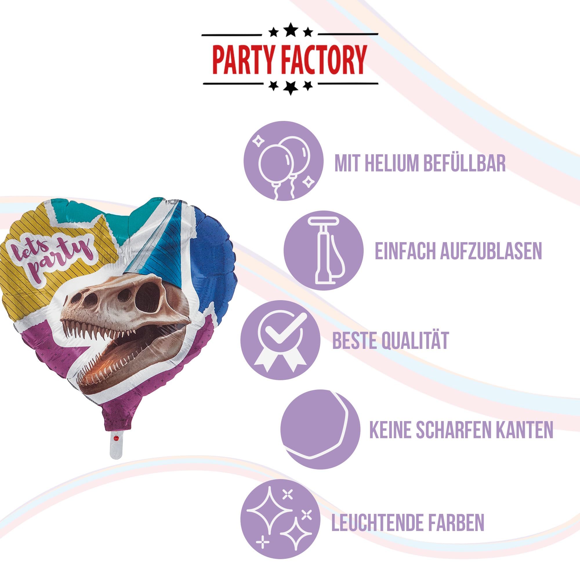 Folienballon Dino Skelett Herz 45cm 5
