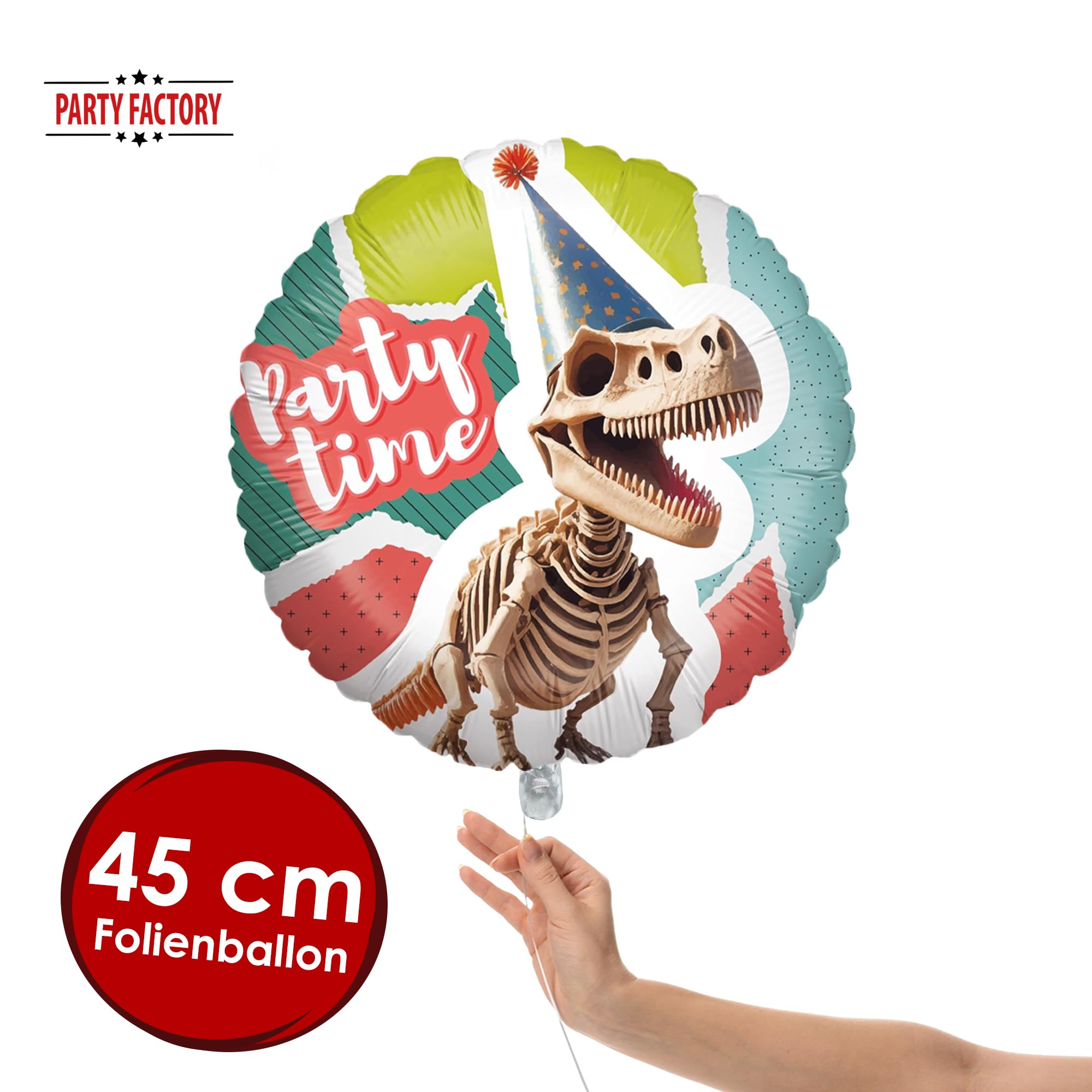 Foil balloon dinosaur skeleton round 45cm 2