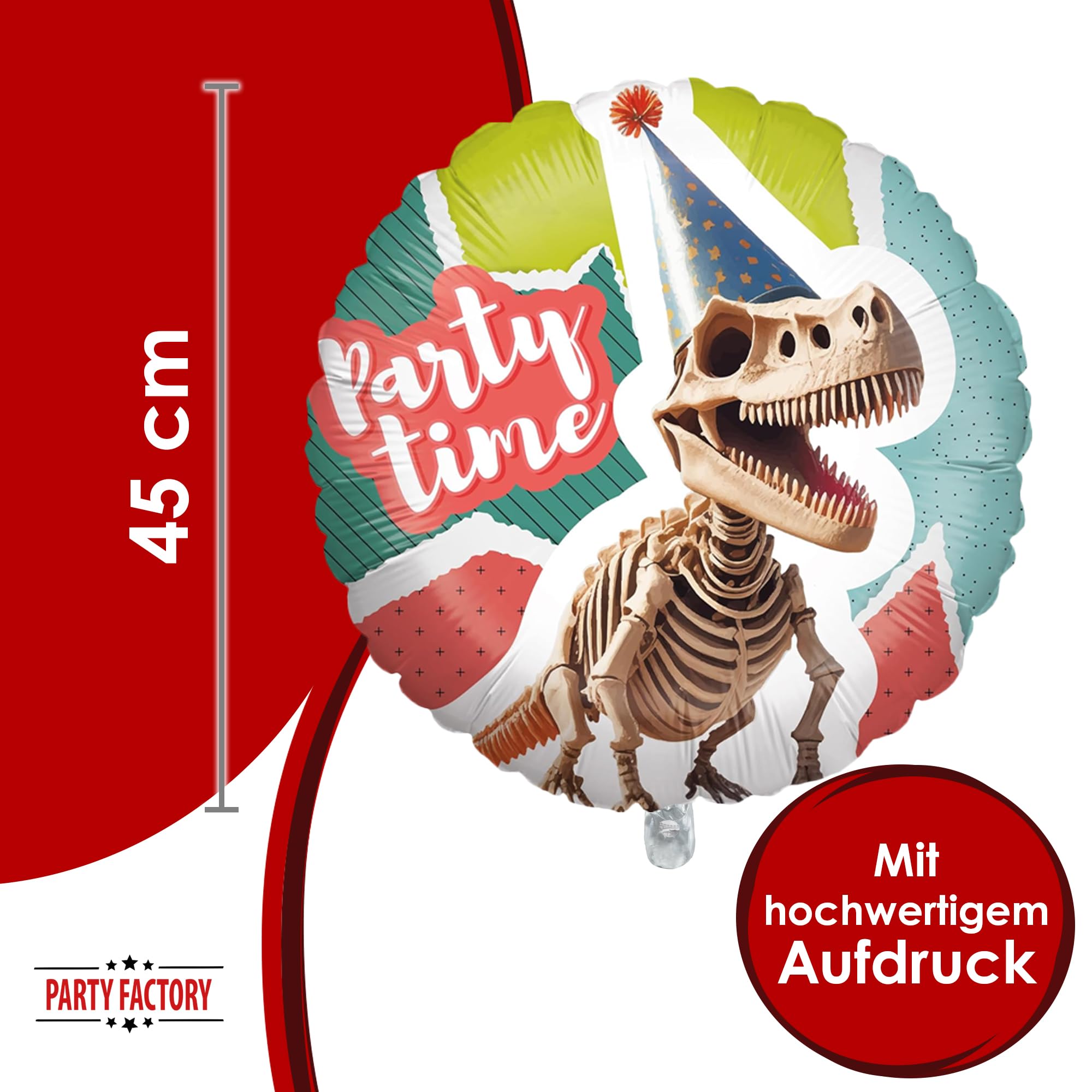 Foil balloon dinosaur skeleton round 45cm 4