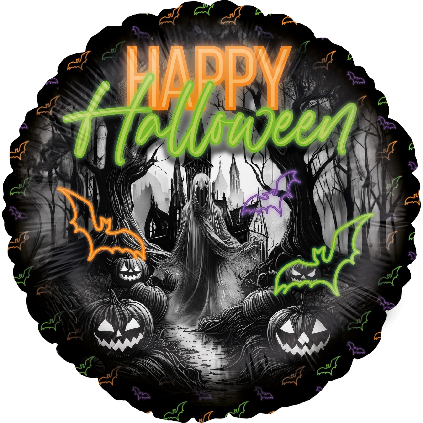 Folienballon Halloween Neon Rund 45cm
