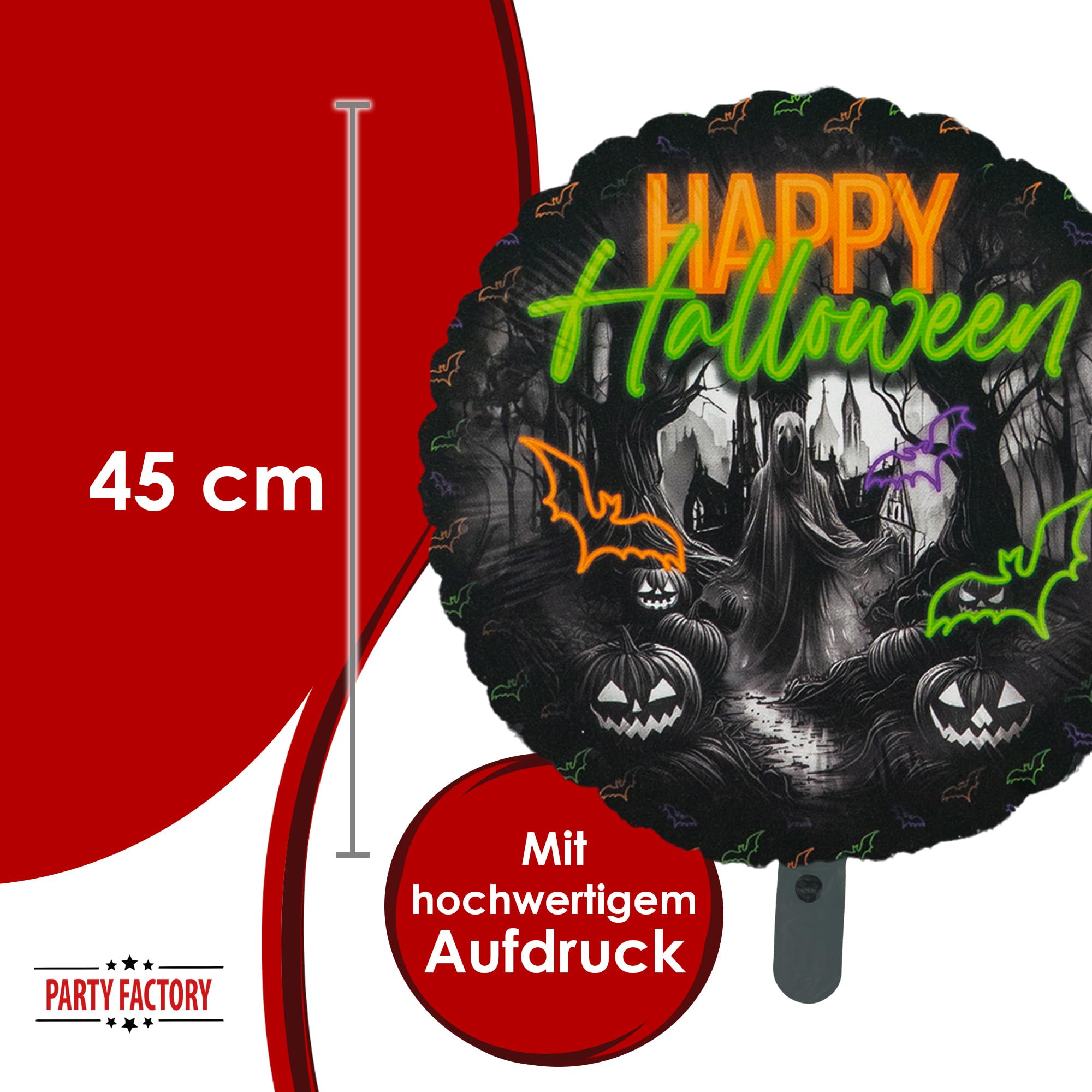 Folienballon Halloween Neon Rund 45cm 4