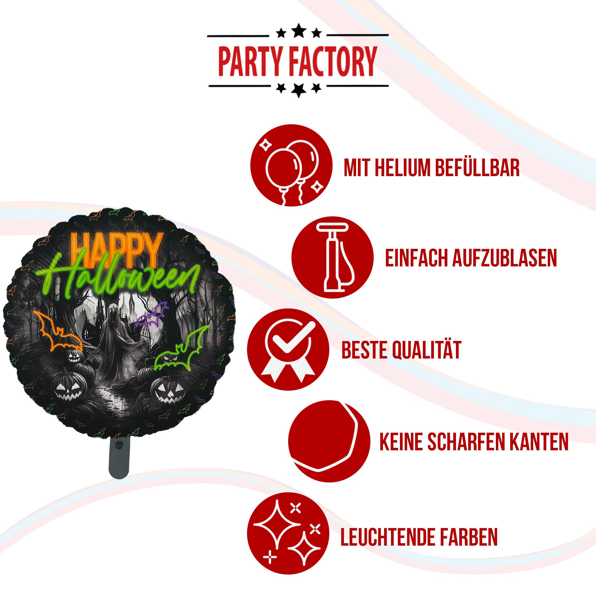 Folienballon Halloween Neon Rund 45cm 5