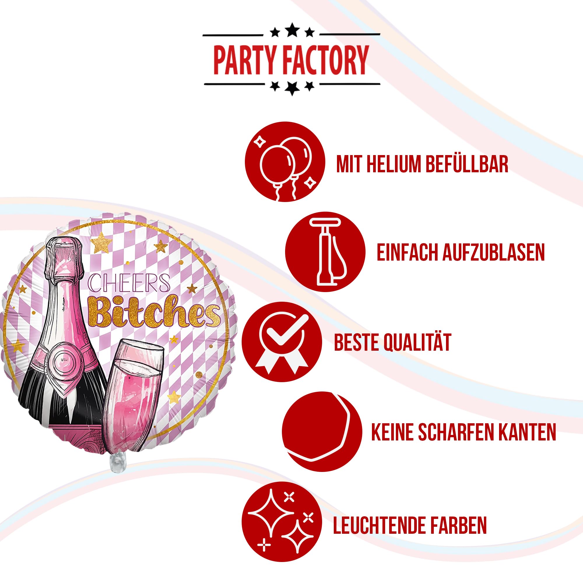 Foil balloon Bachelorette Bling Bling Round 45cm Design 1 5