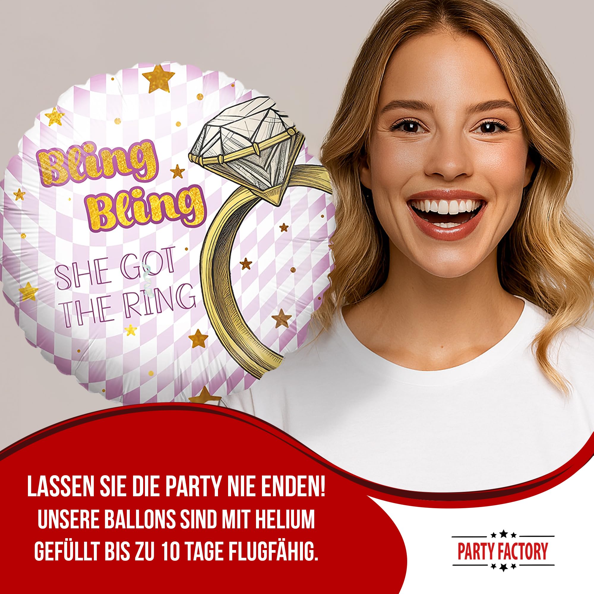 Foil balloon Bachelorette Bling Bling Round 45cm Motif 2 3