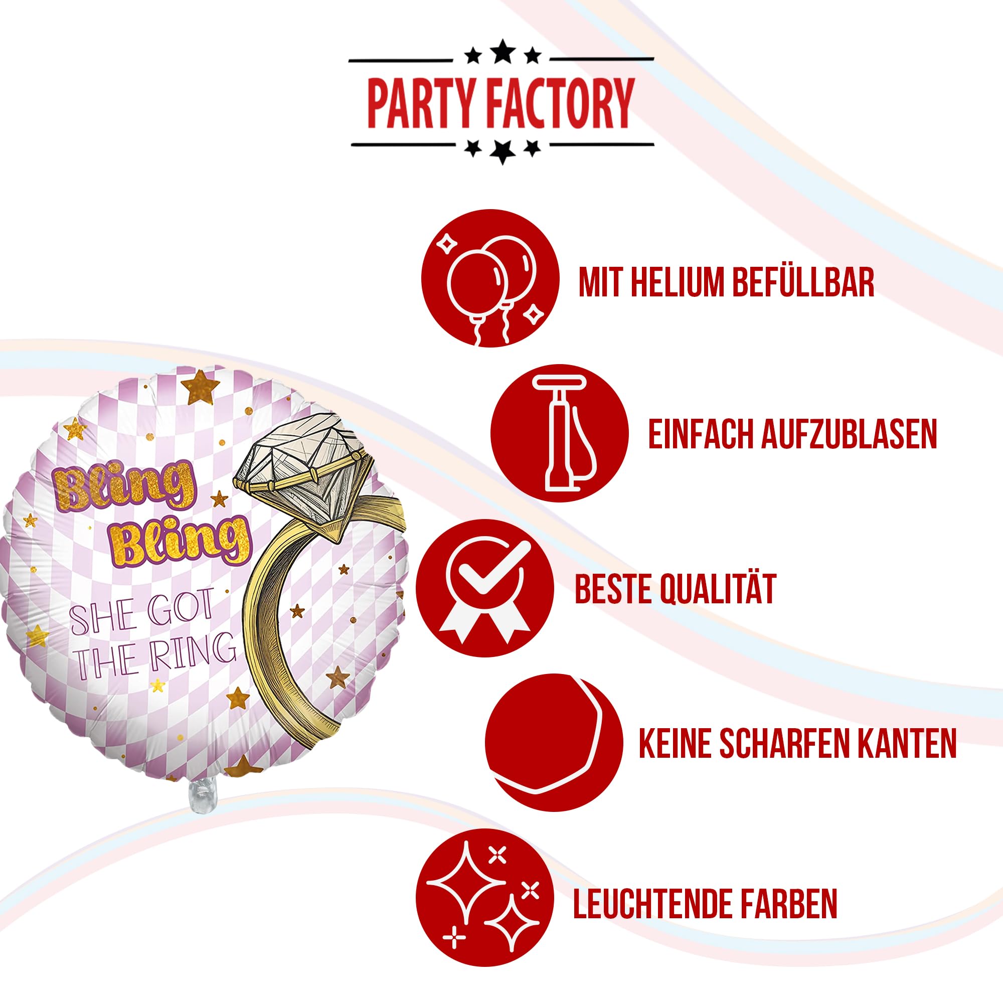 Foil balloon Bachelorette Bling Bling Round 45cm Motif 2 5