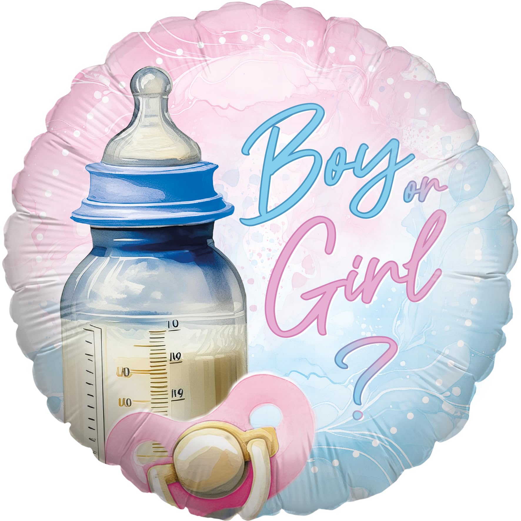 Foil balloon gender reveal pink blue round 45cm