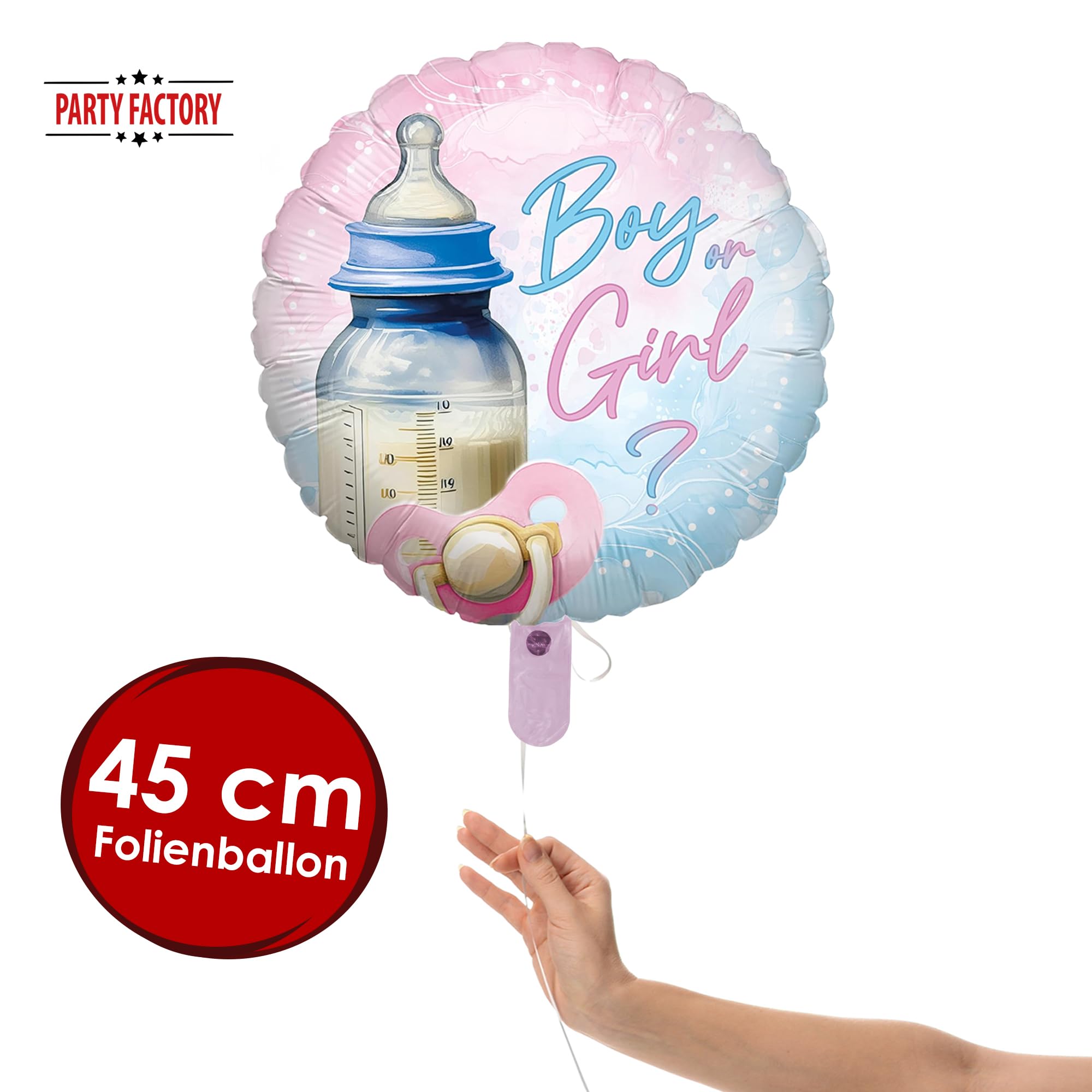 Foil balloon gender reveal pink blue round 45cm 2