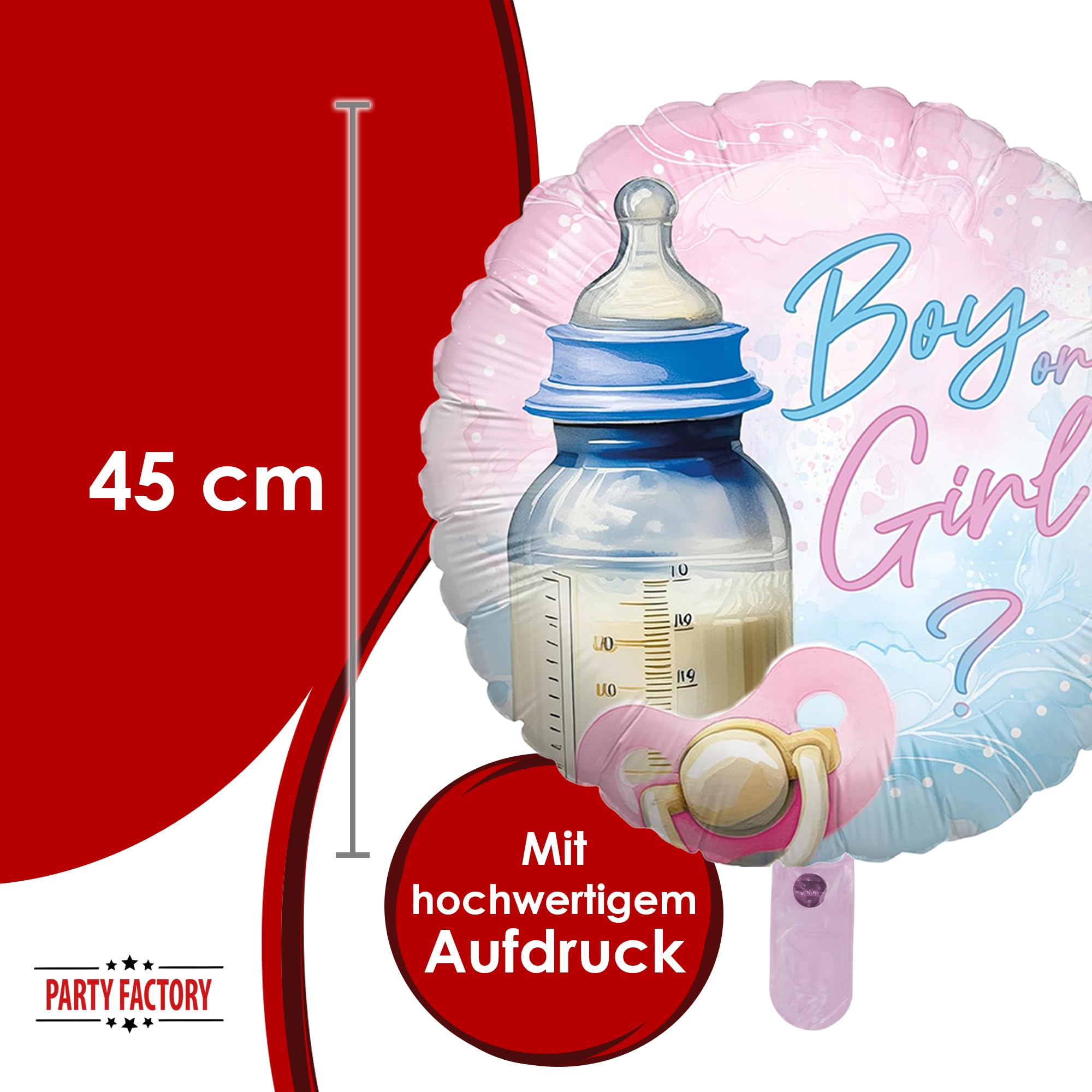 Foil balloon gender reveal pink blue round 45cm 4