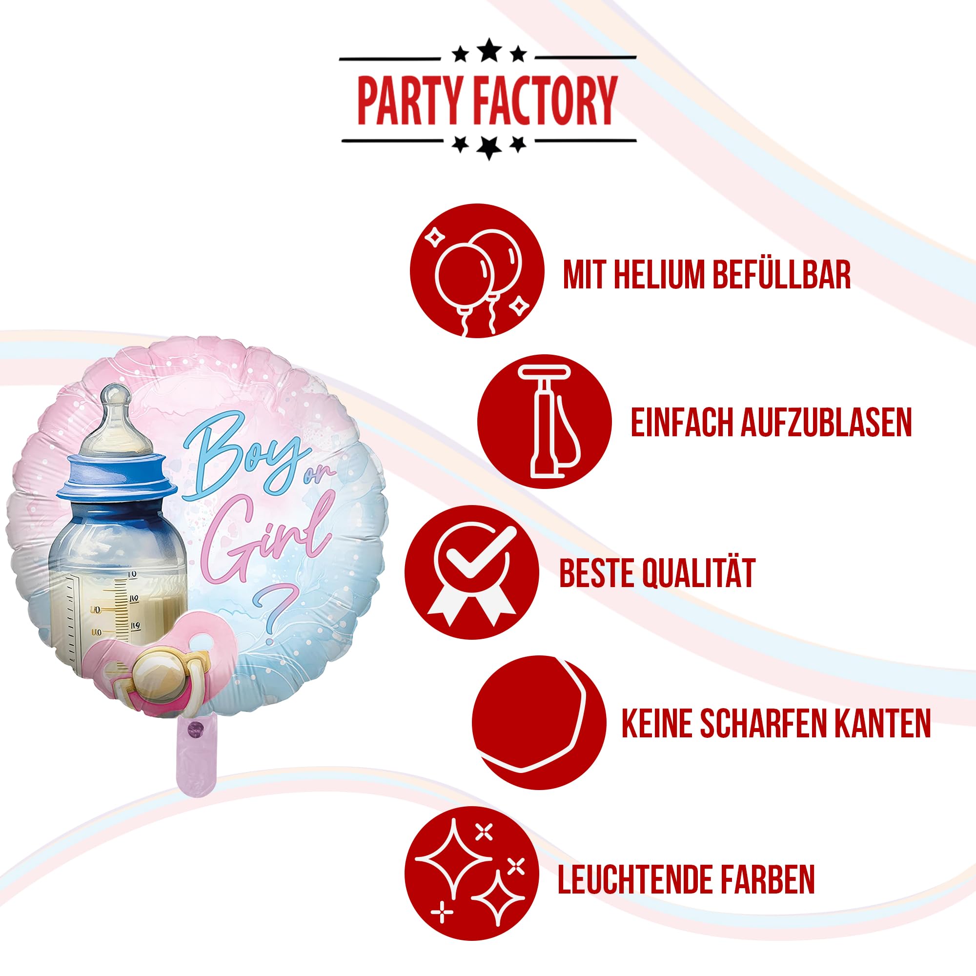 Foil balloon gender reveal pink blue round 45cm 5