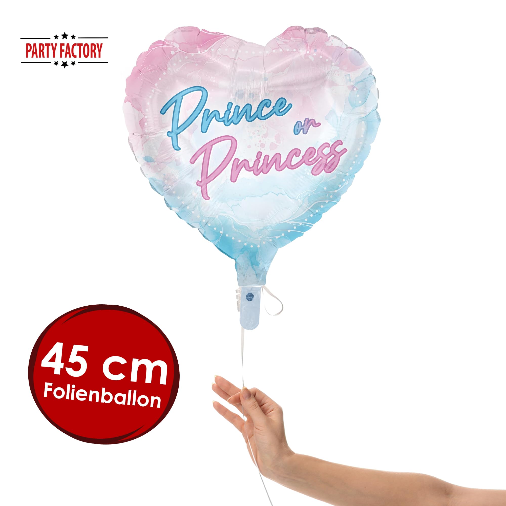 Folienballon Gender Reveal rosa blau Herz 45cm 2