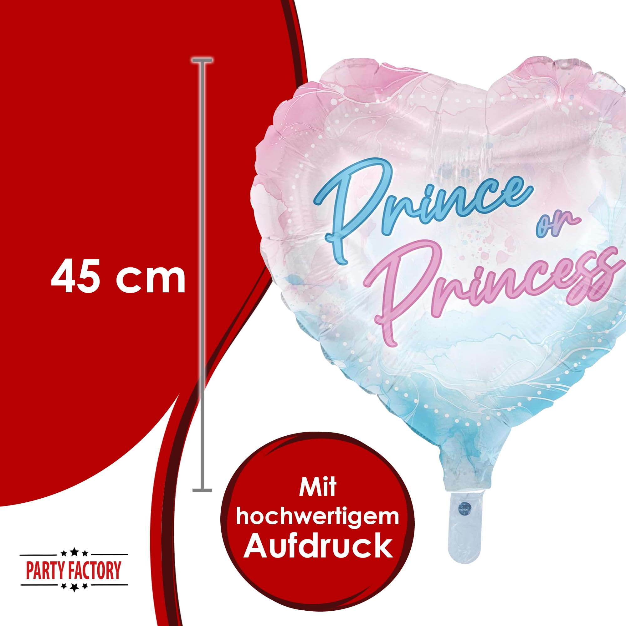 Folienballon Gender Reveal rosa blau Herz 45cm 4