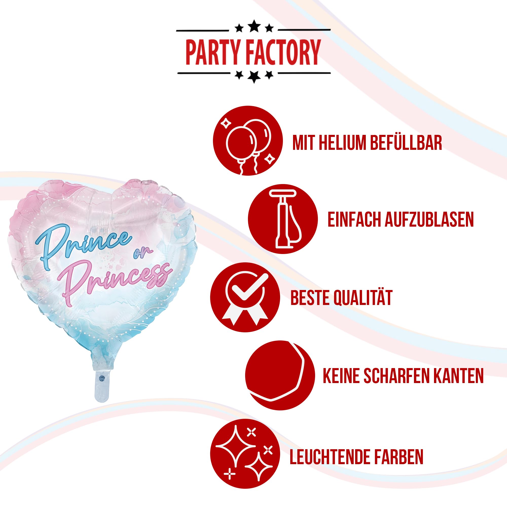 Folienballon Gender Reveal rosa blau Herz 45cm 5