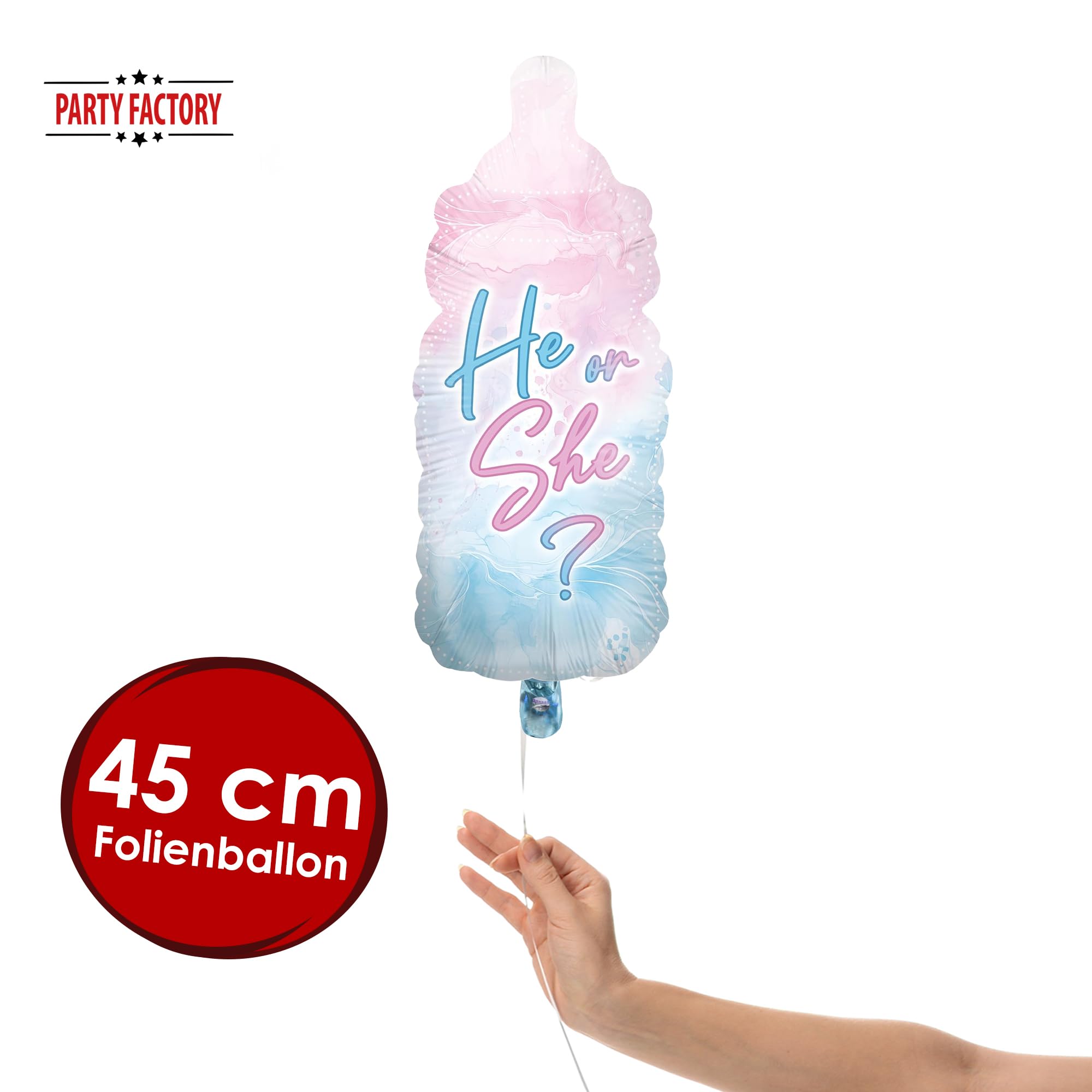 Folienballon Gender Reveal Rosa Blau Babyflasche 32 x 78 cm 2