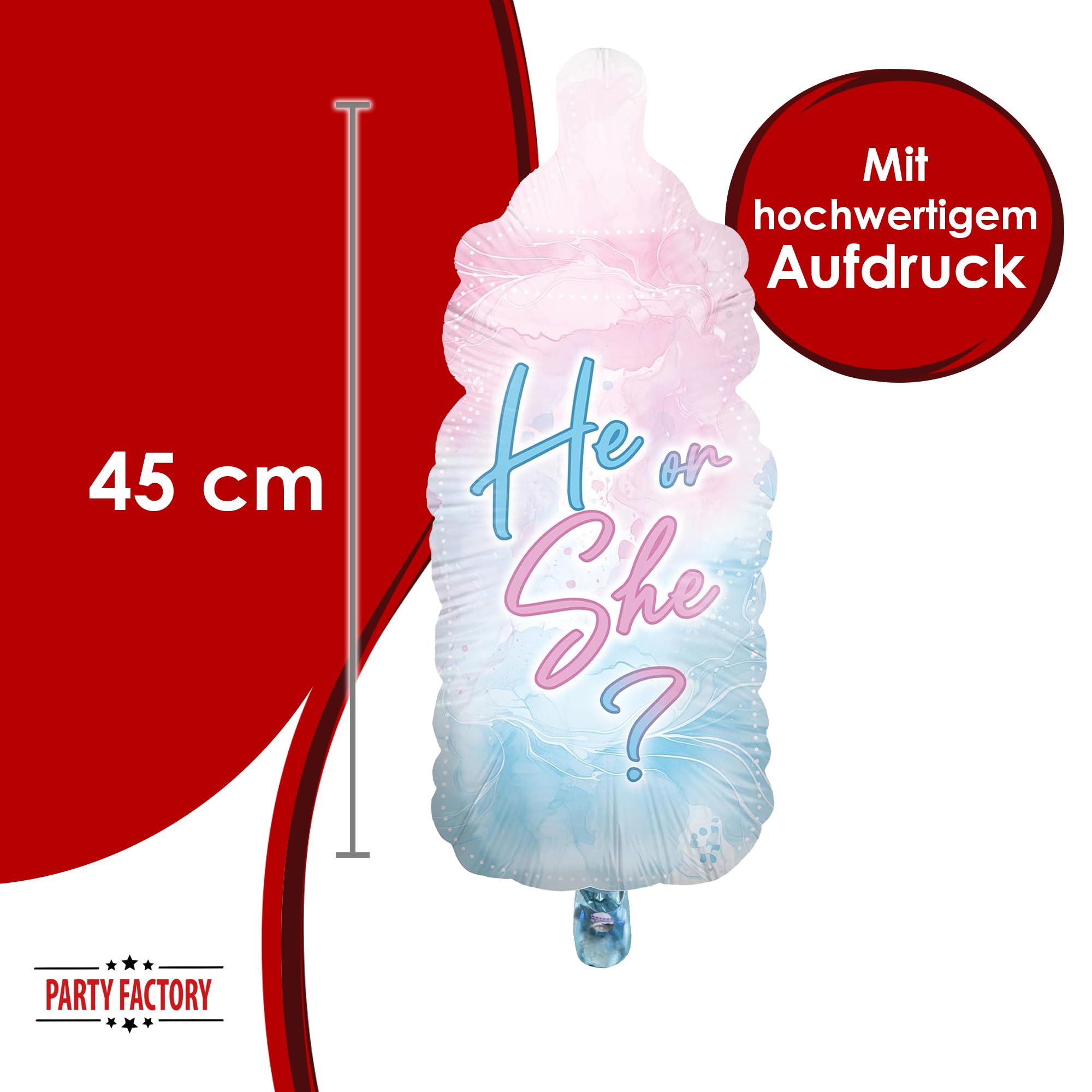 Folienballon Gender Reveal Rosa Blau Babyflasche 32 x 78 cm 4