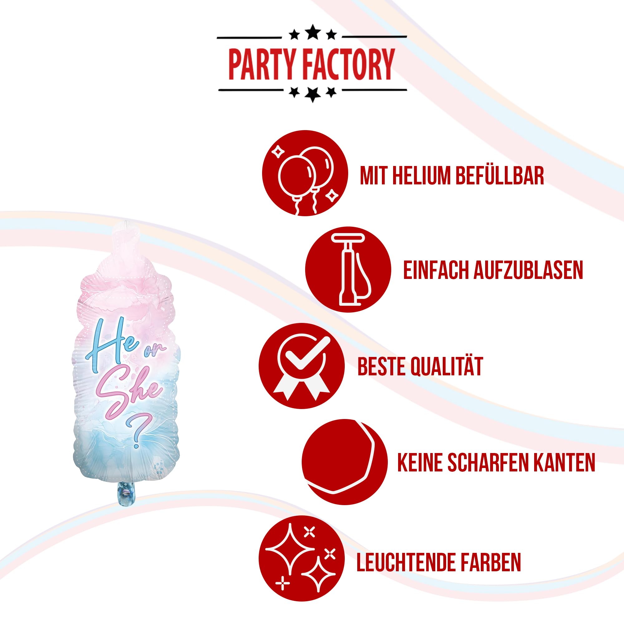 Folienballon Gender Reveal Rosa Blau Babyflasche 32 x 78 cm 5