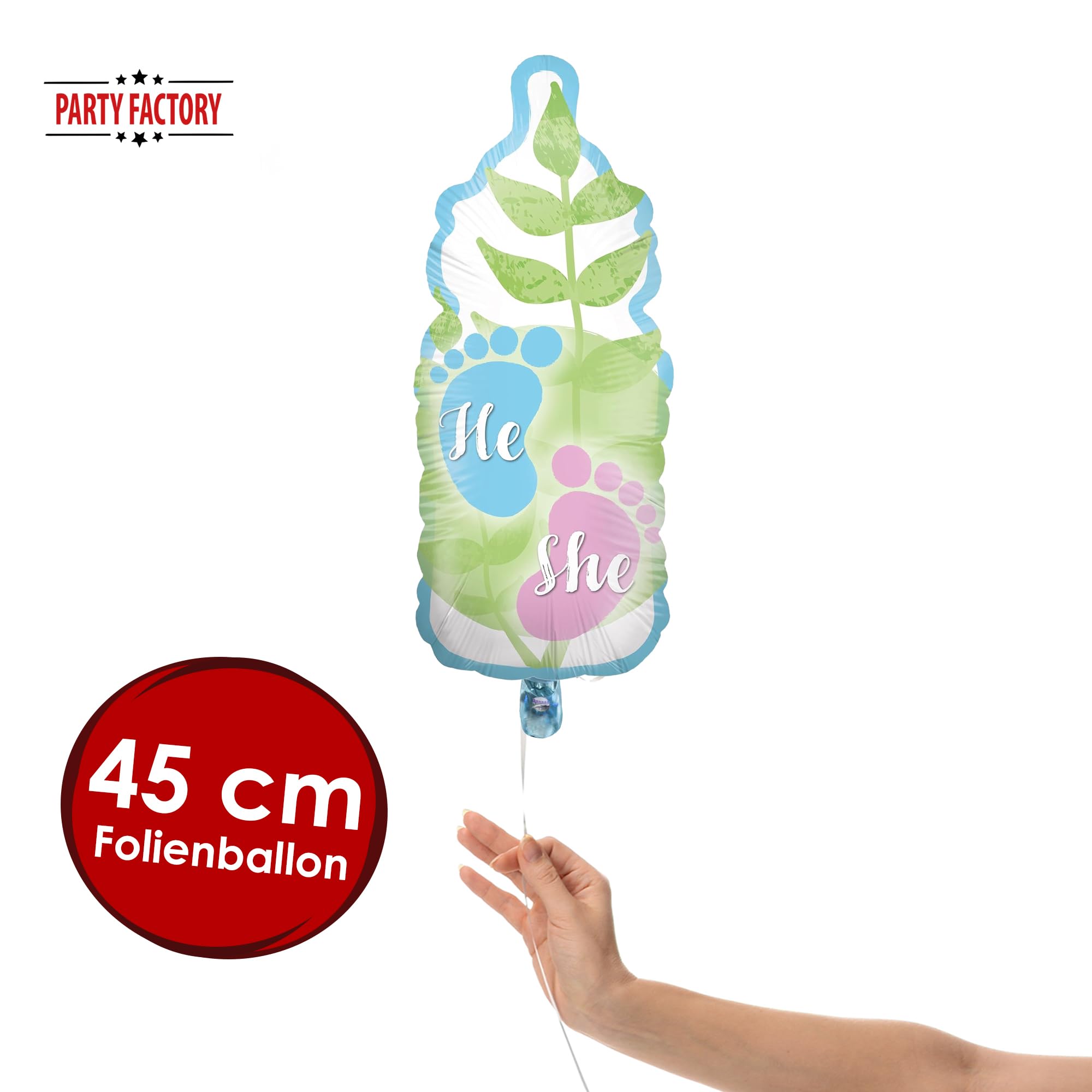 Folienballon Gender Reveal Grün Babyflasche 32 x 78 cm 2
