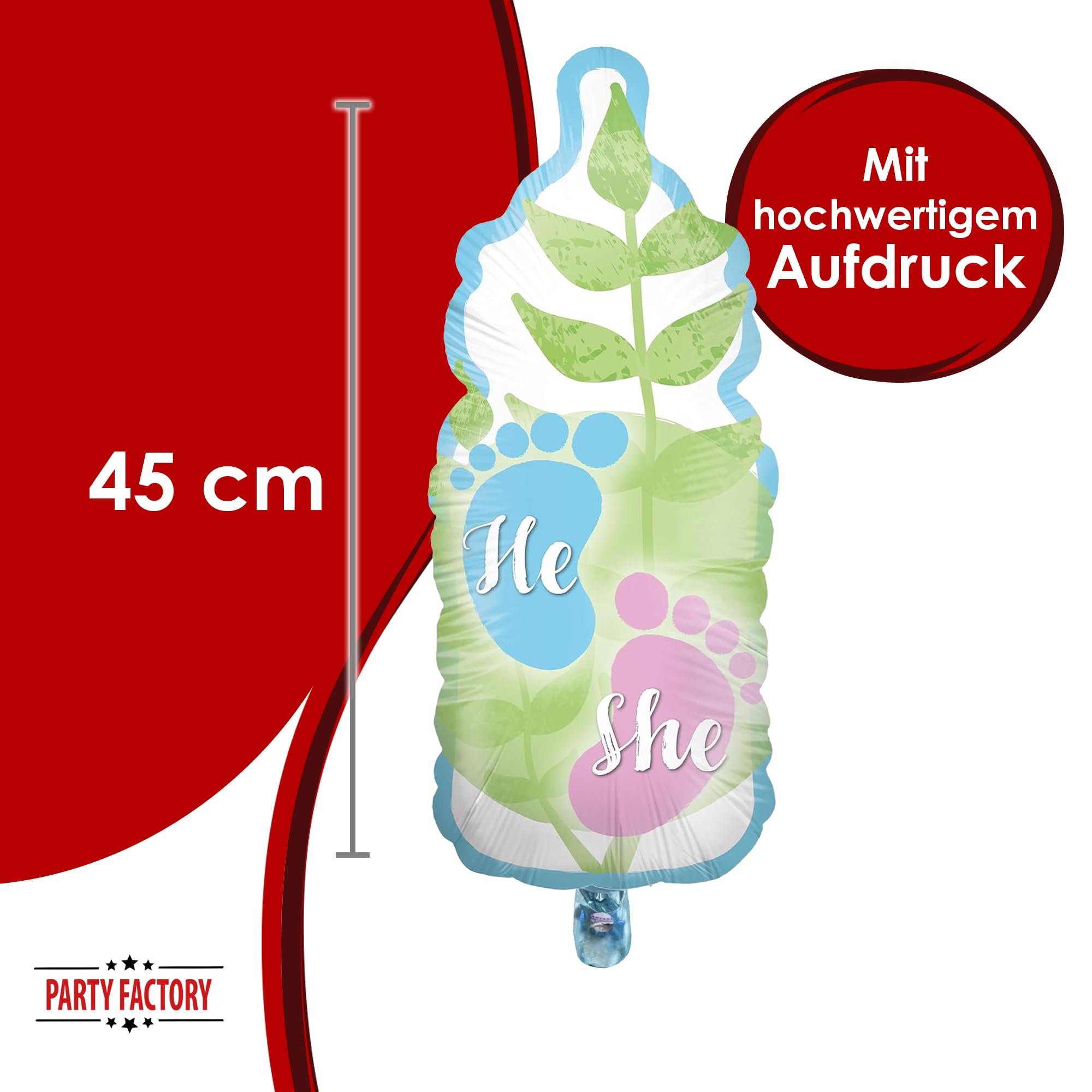 Folienballon Gender Reveal Grün Babyflasche 32 x 78 cm 4