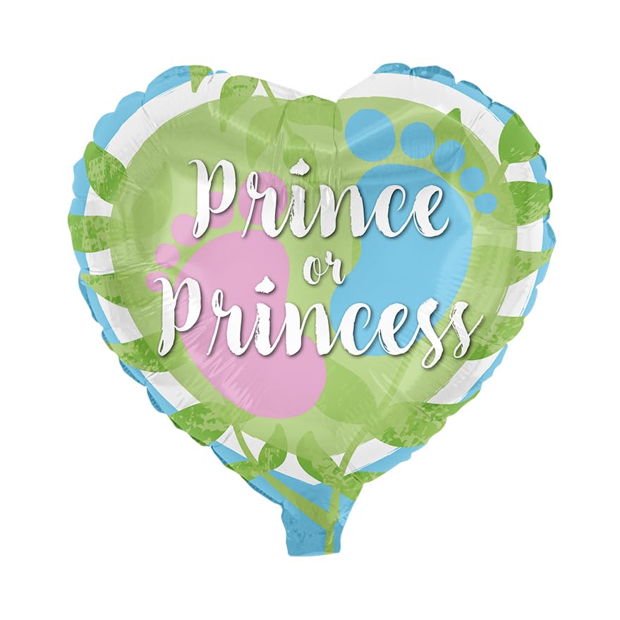 Foil balloon gender reveal green heart 45cm