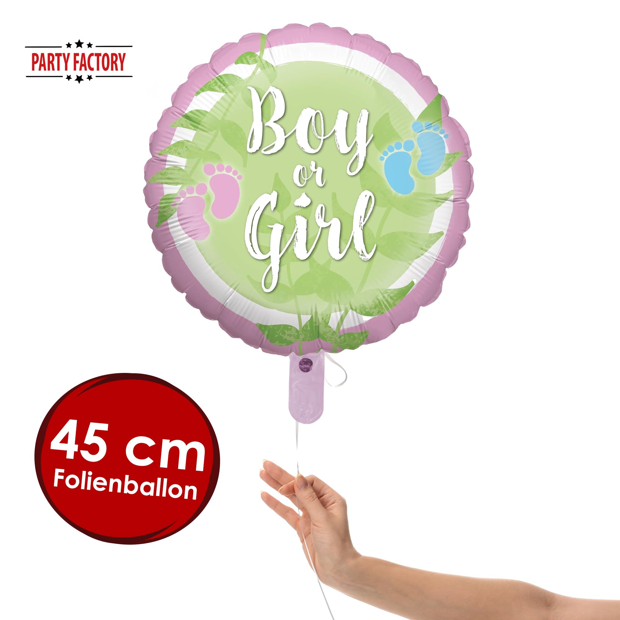 Foil balloon gender reveal green round 45cm 2