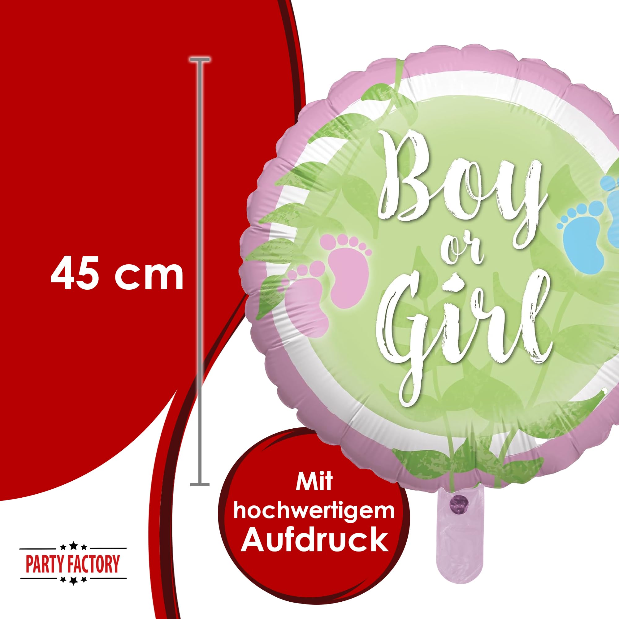 Foil balloon gender reveal green round 45cm 4
