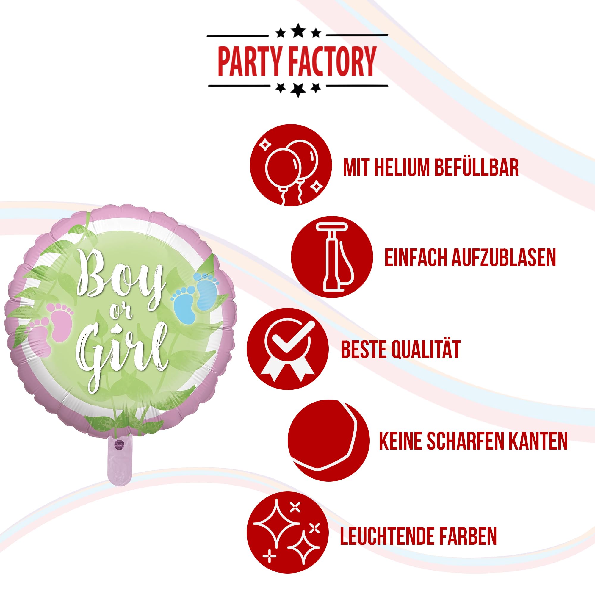 Foil balloon gender reveal green round 45cm 5