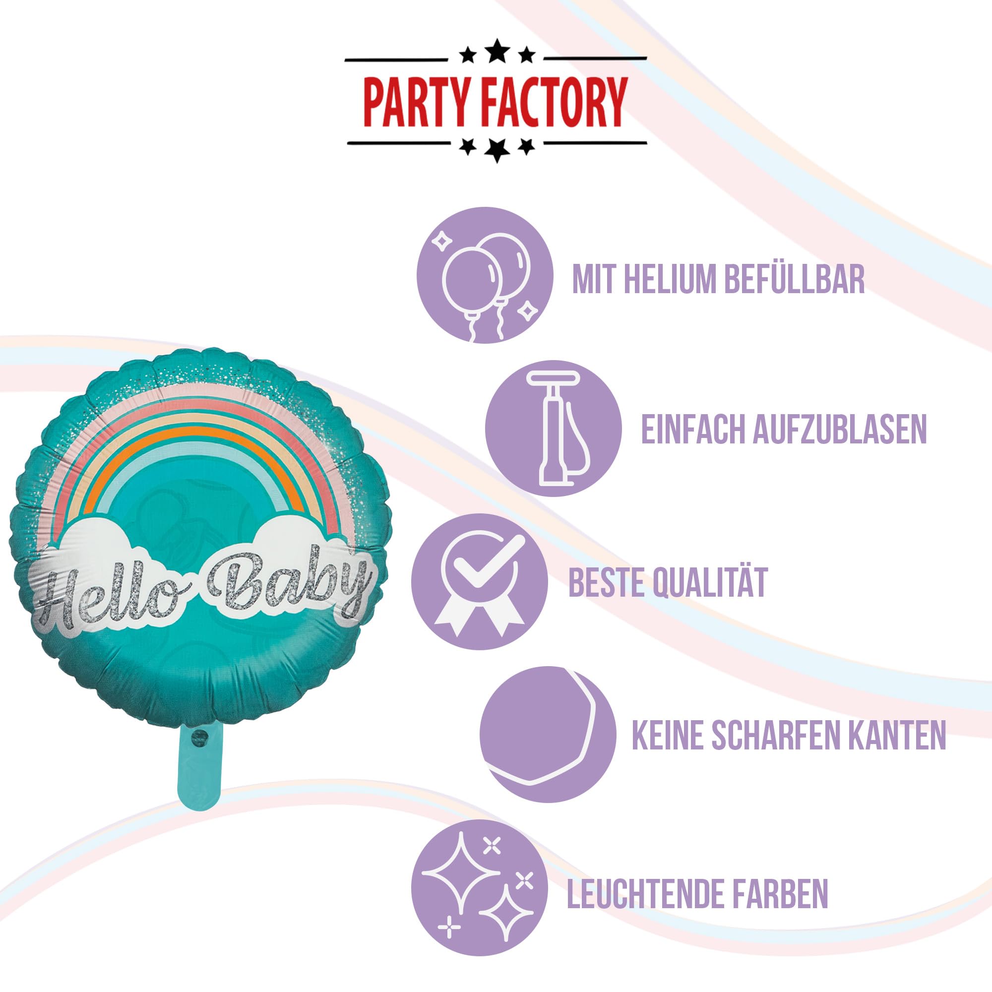 Folienballon Gender Reveal Hello Baby rund 45cm 5