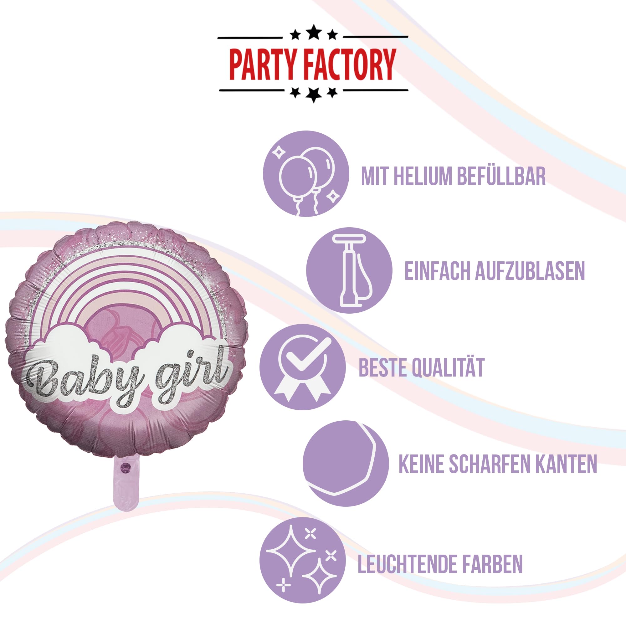 Folienballon Gender Reveal Baby Girl rund 45cm 5