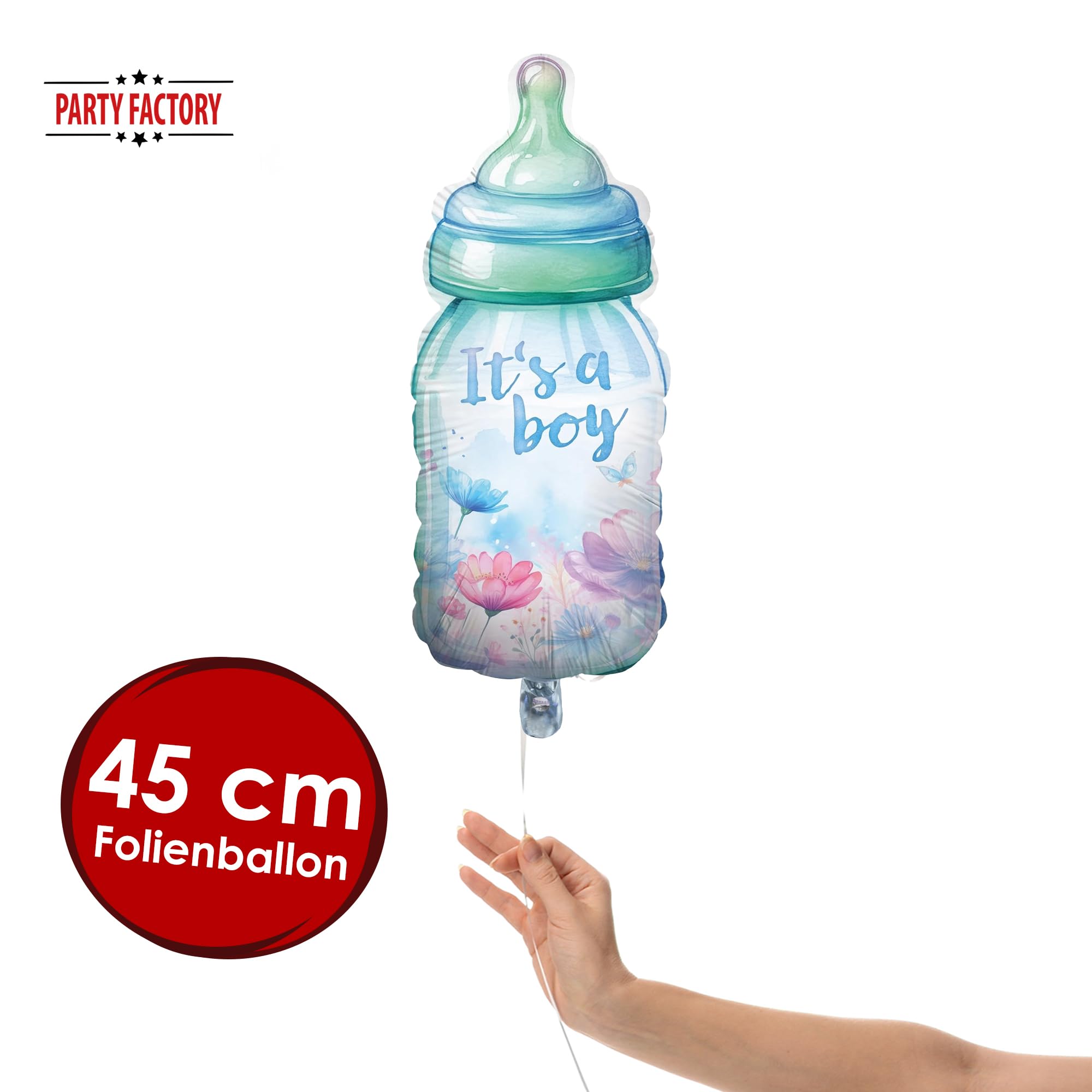 Folienballon Gender Reveal its a Boy Babyflasche 32 x 78 cm 2
