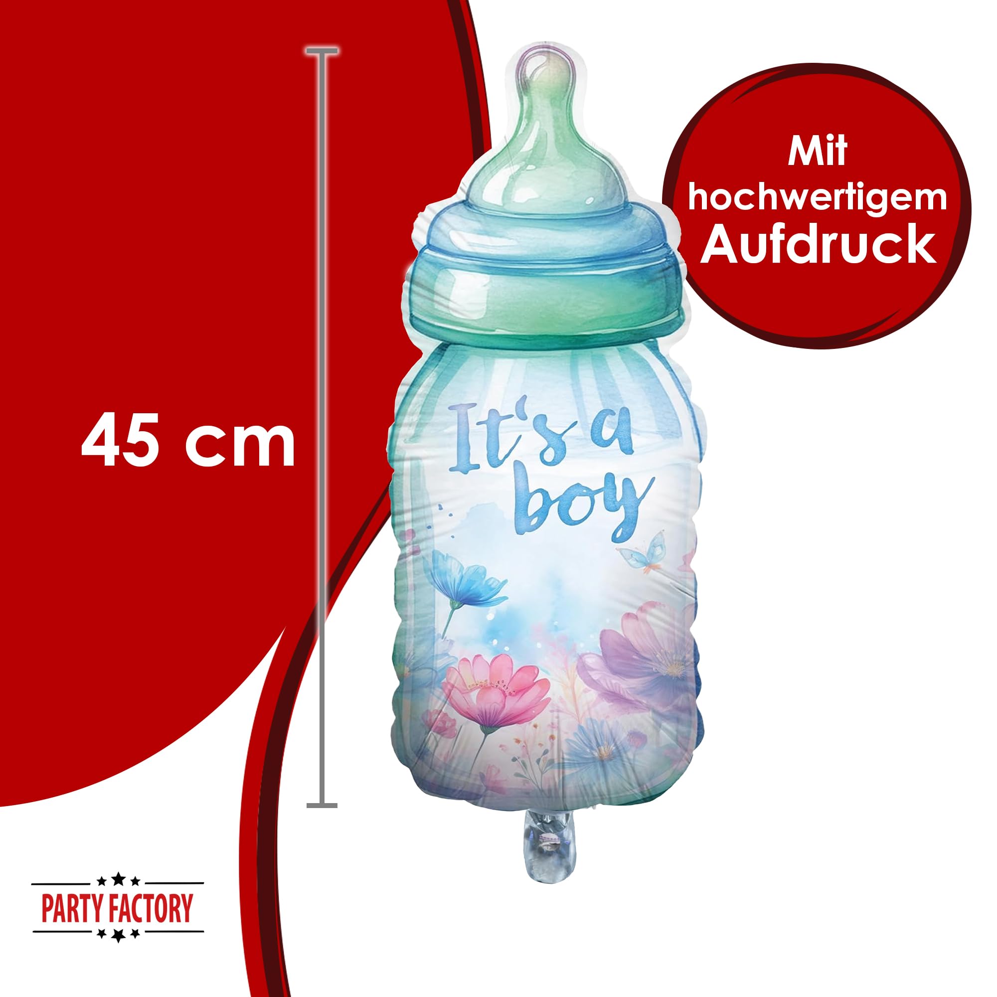 Folienballon Gender Reveal its a Boy Babyflasche 32 x 78 cm 4