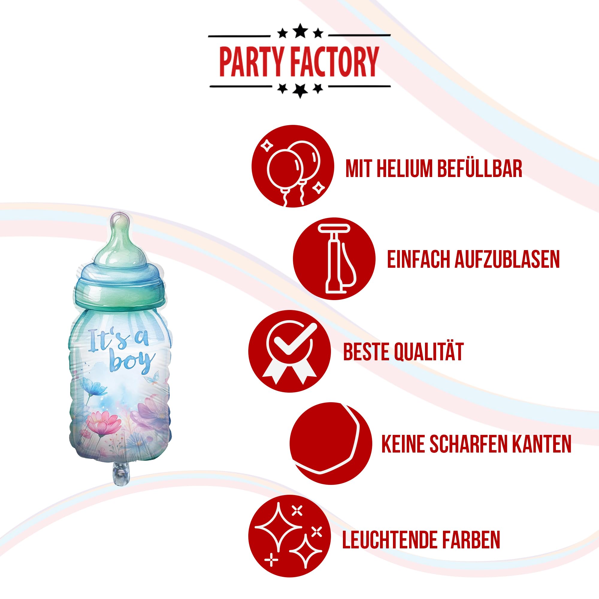 Folienballon Gender Reveal its a Boy Babyflasche 32 x 78 cm 5
