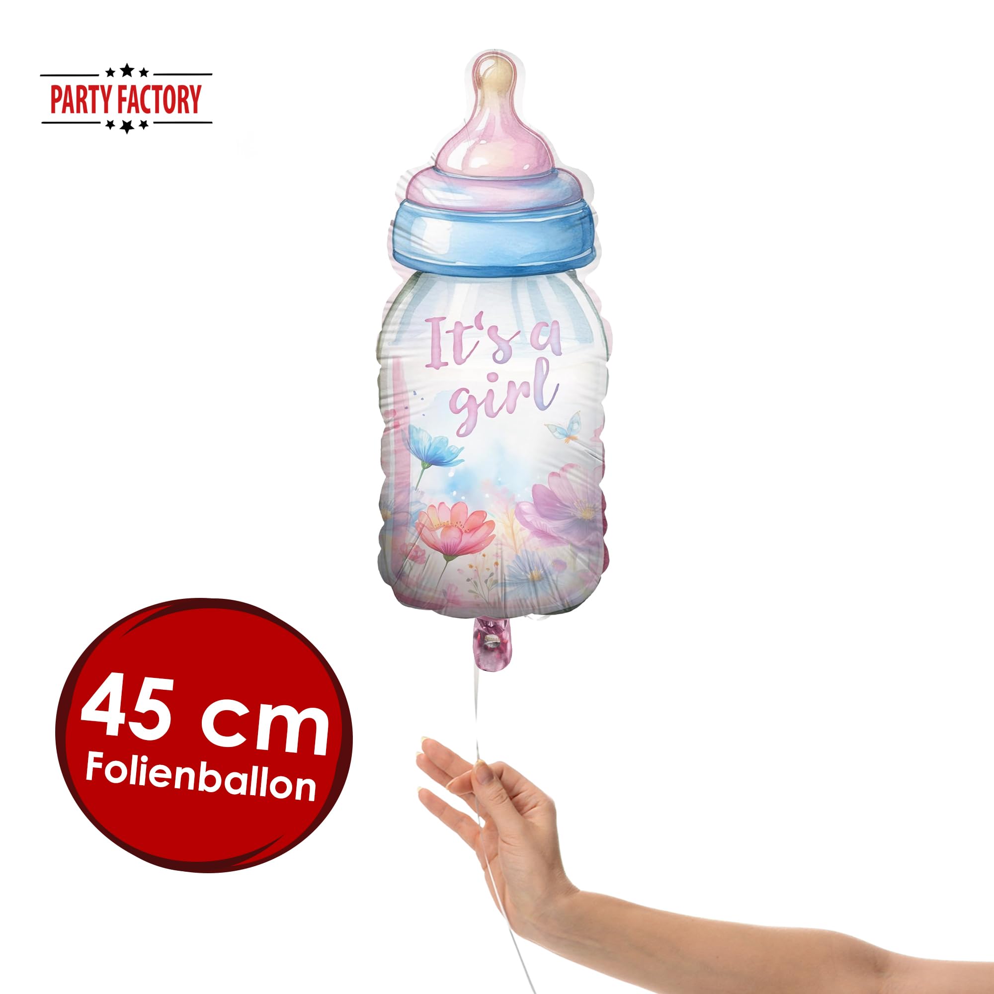 Folienballon Gender Reveal its a Girl Babyflasche 32 x 78 cm 2