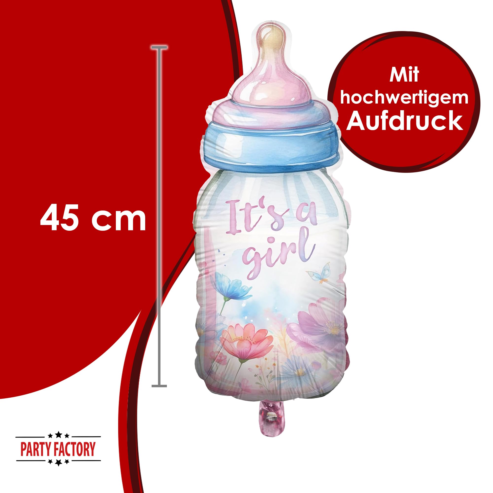 Folienballon Gender Reveal its a Girl Babyflasche 32 x 78 cm 4